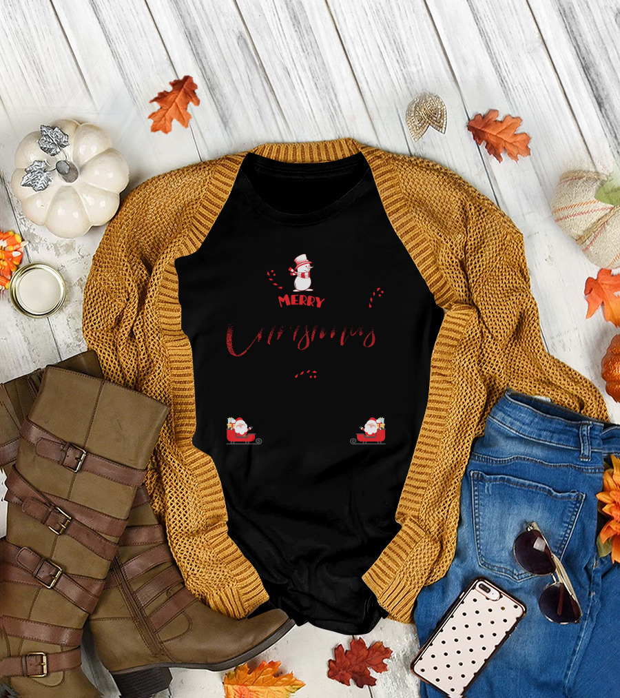Merry Christmas To A Pop Pop Of Great Awesome Snowman and Santa Claus Holiday Cheer T-Shirt