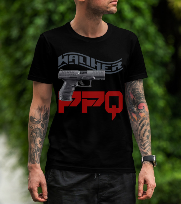 Walther PPQ Handgun Design With Bold Typography T-Shirt