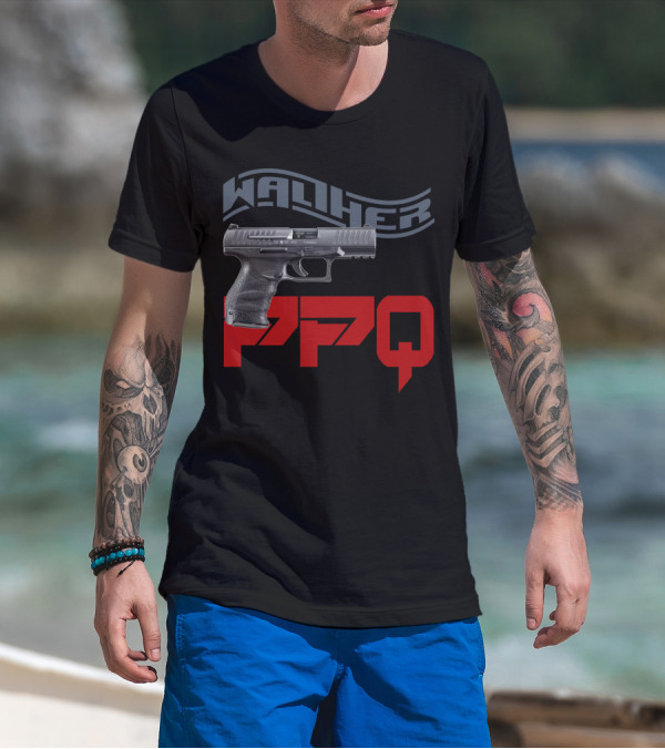 Walther PPQ Handgun Design With Bold Typography T-Shirt