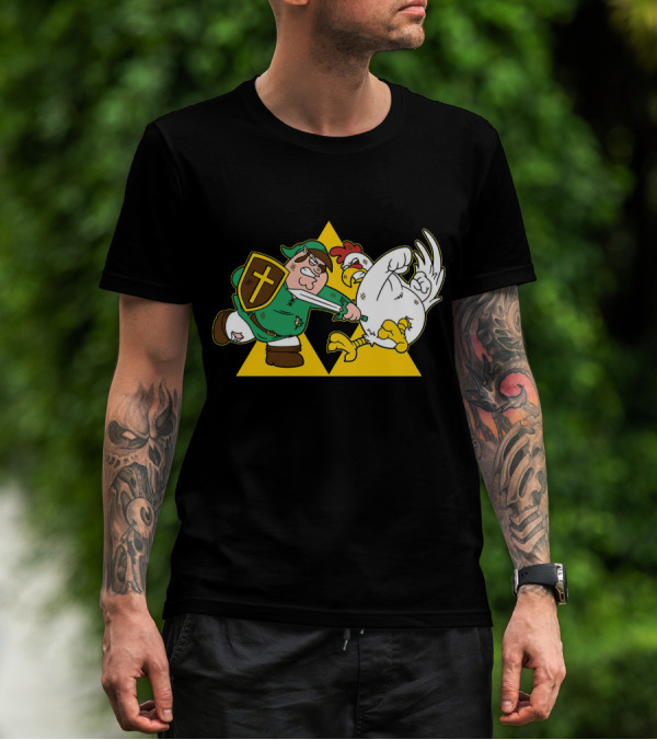 Hylian Guy Triforce Chicken Battle T-Shirt
