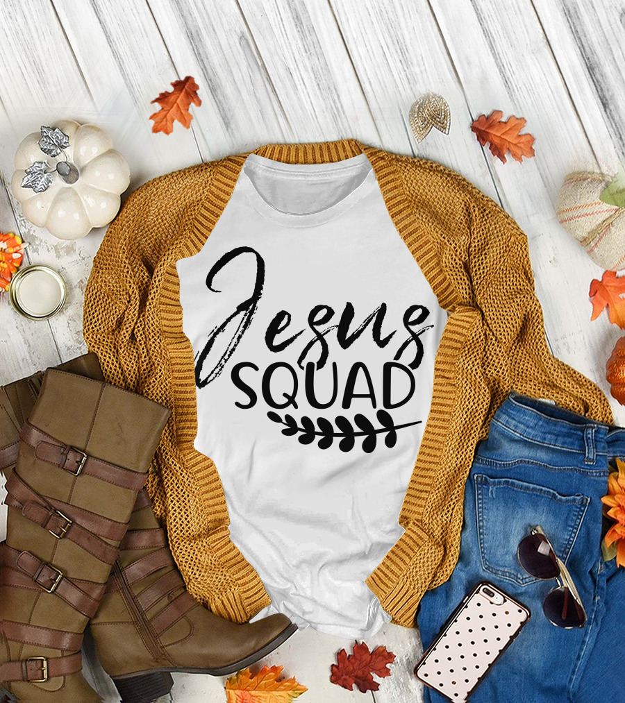 Jesus Squad Faithful Leaf Motif T-Shirt