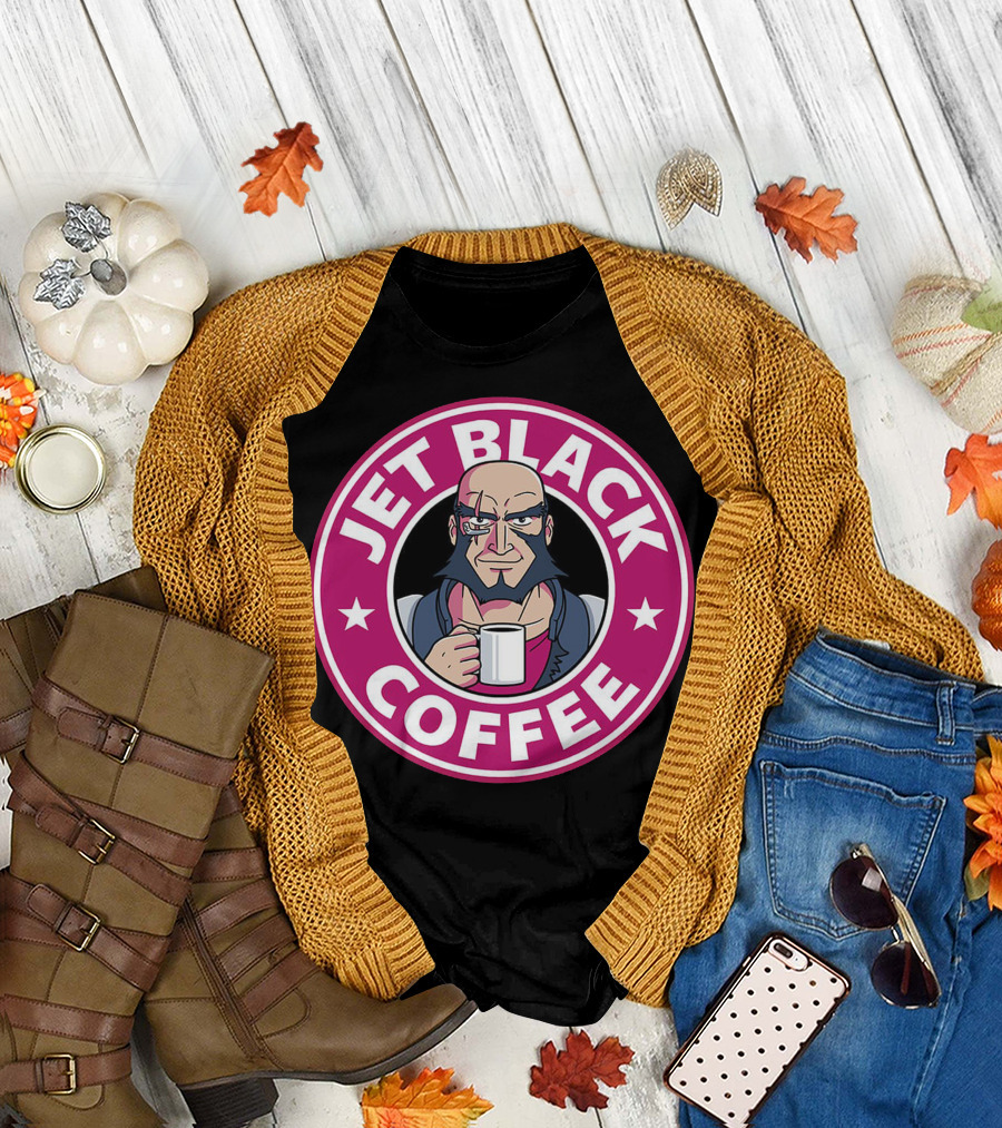 Jet Black Coffee Anime Character Holding Mug T-Shirt