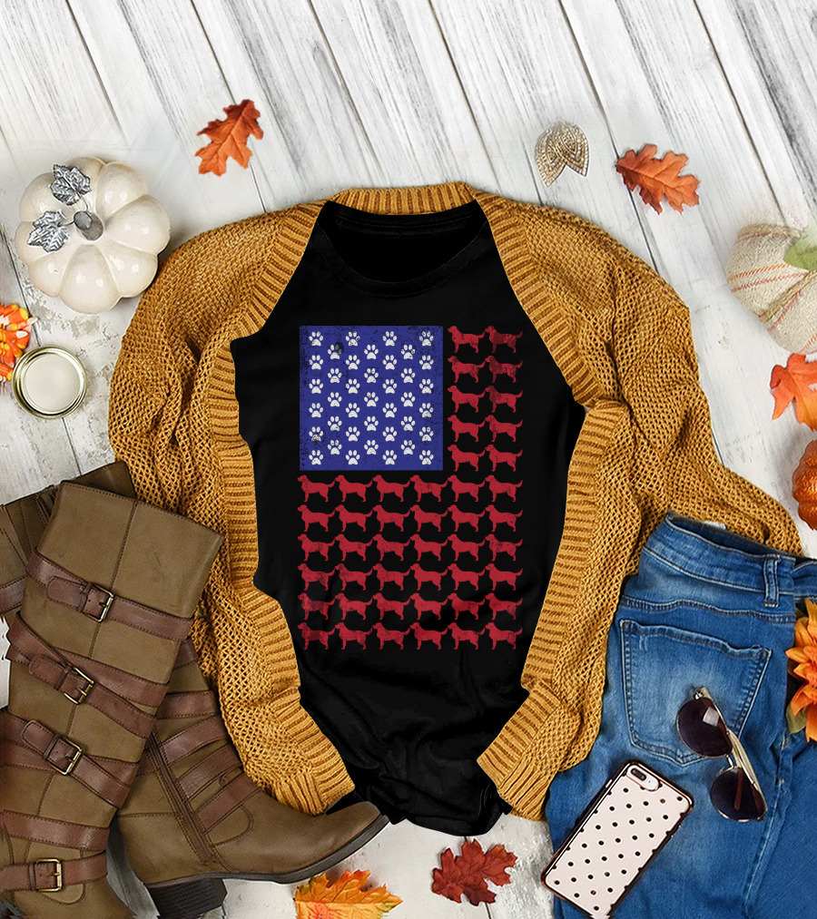 Labrador Retriever American Flag Paw Prints T-Shirt