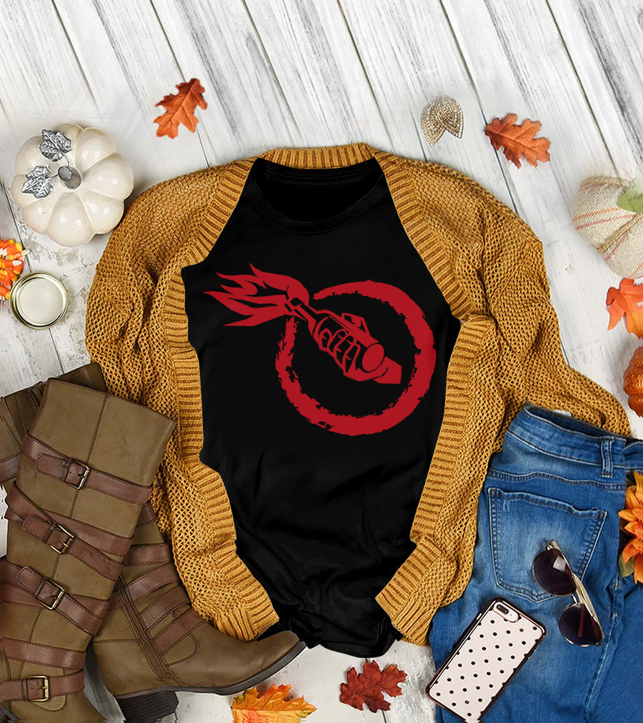 Molotov Cocktail Red Flame Circle T-Shirt