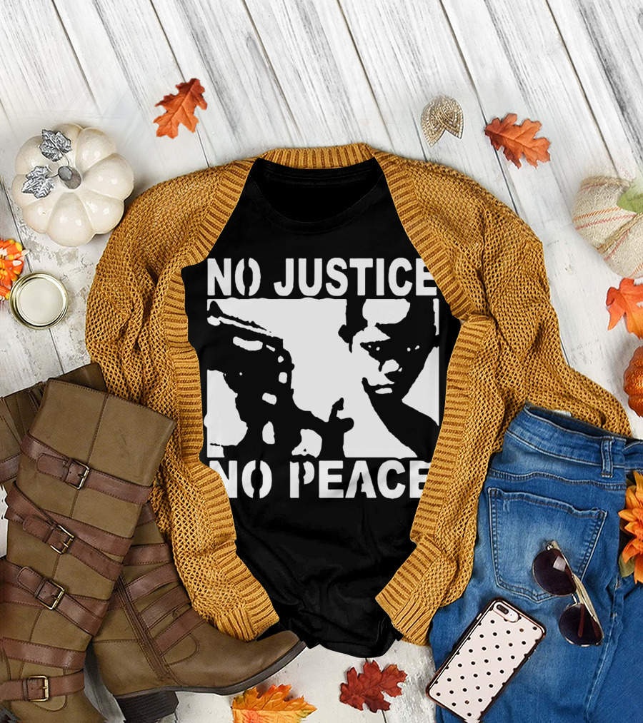 NO JUSTICE NO PEACE Stencil Style Protest T-Shirt