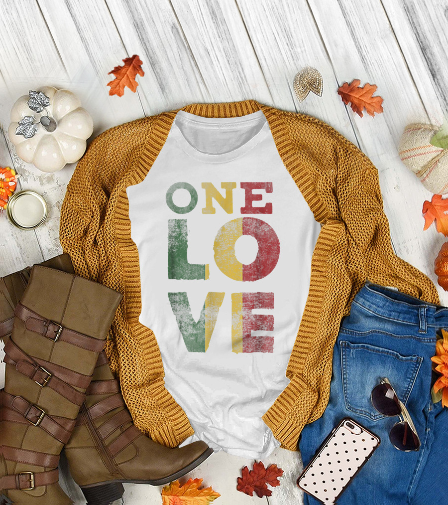 One Love Rasta Reggae Colors T-Shirt