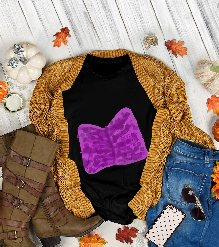 Romance Ribbon Butterfly Purple Dot Pattern By Marceliana T-Shirt