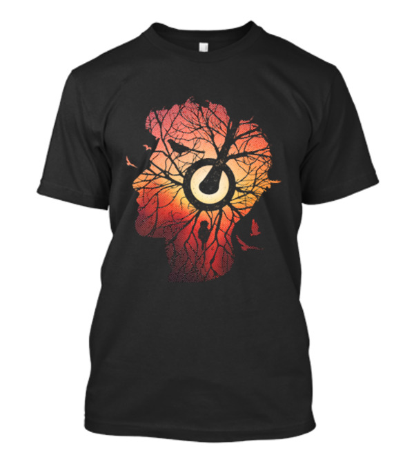 Roots Music Tree Silhouette With Sunset And Headphone T-Shirt