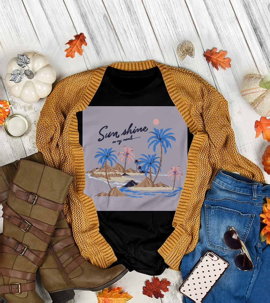 Sun Shine on My Mind Island Palm Trees T-Shirt