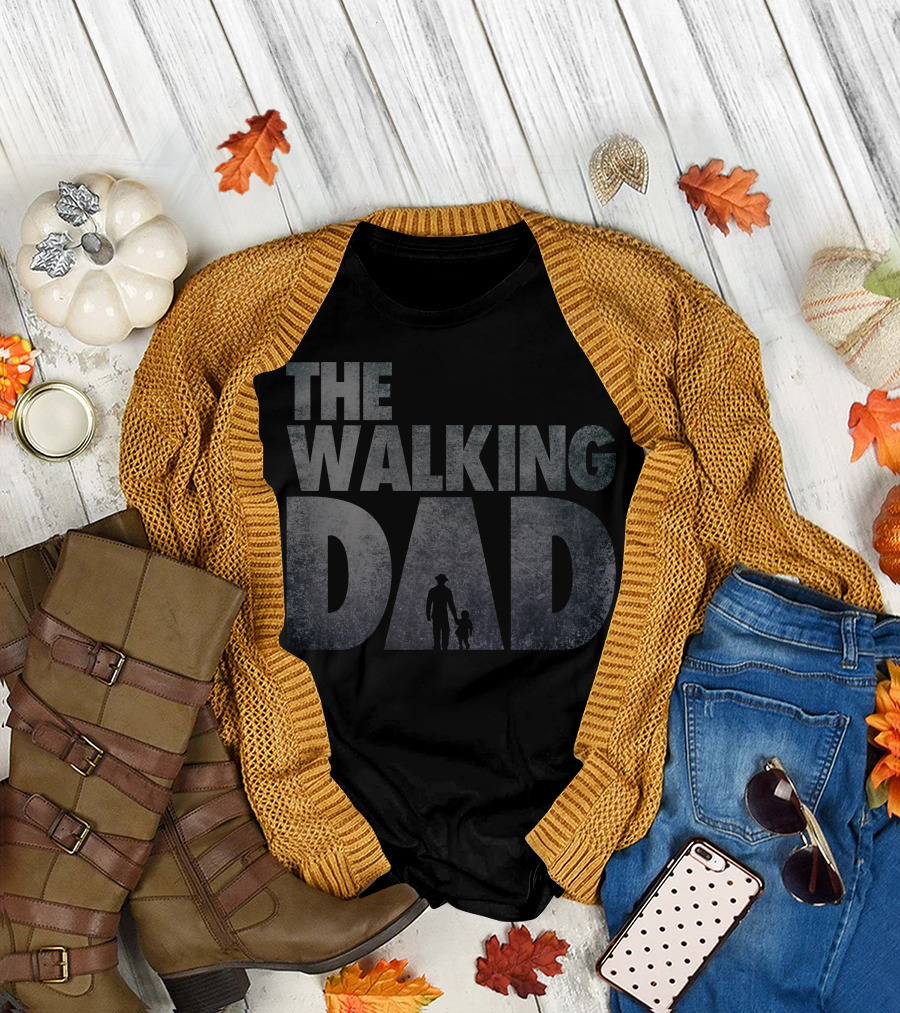 THE WALKING DAD Silhouette Father and Child Dark T-Shirt