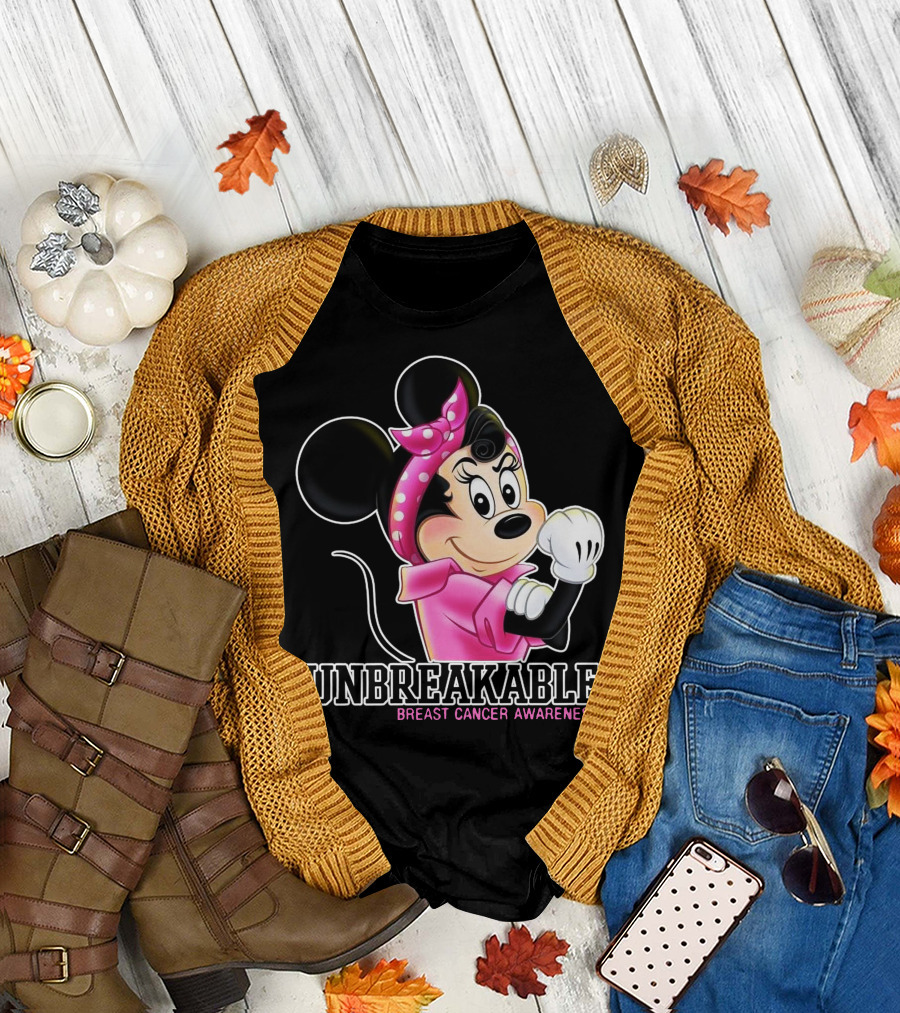 Unbreakable Breast Cancer Awareness Minnie Mouse T-Shirt