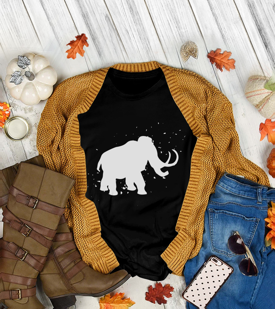 Woolly Mammoth Silhouette Disintegration Extinct T-Shirt