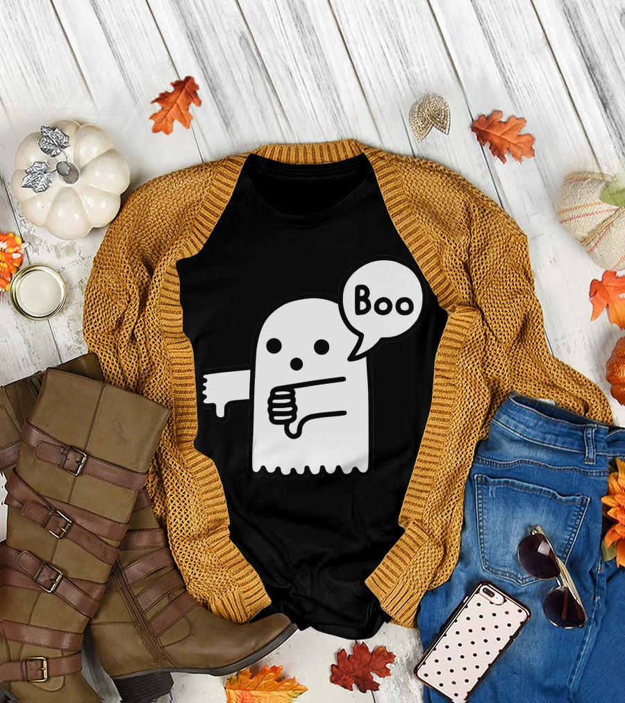 Boo Thumbs Down Ghost Speech Bubble T-Shirt