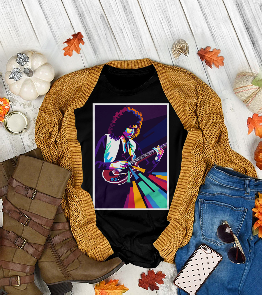 Brian May Colorful Guitarist Pop T-Shirt