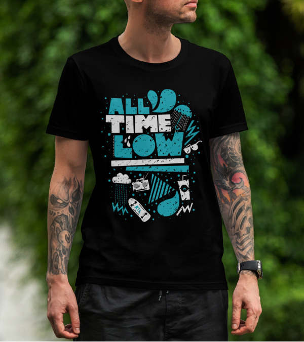 All Time Low Bold Graffiti Style With Music And Weather Icons T-Shirt