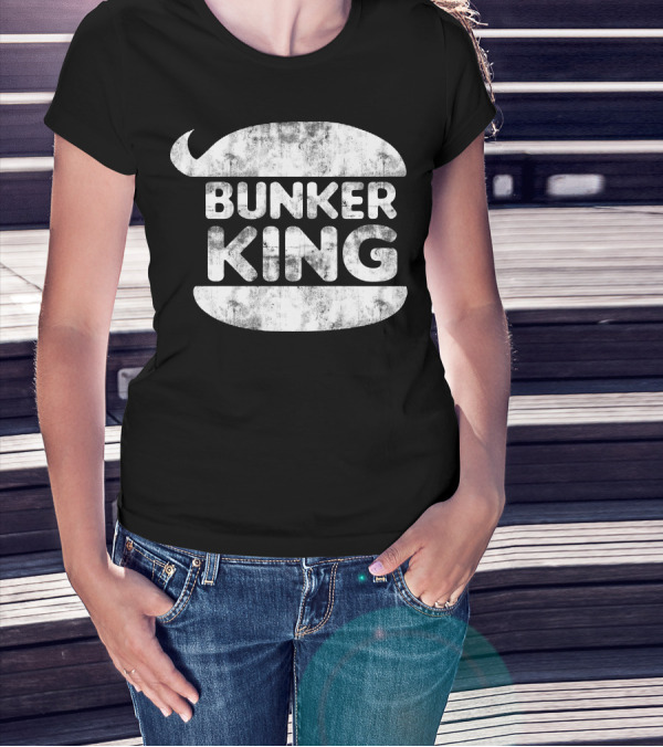 Bunker King White Funny Parody Burger T-Shirt
