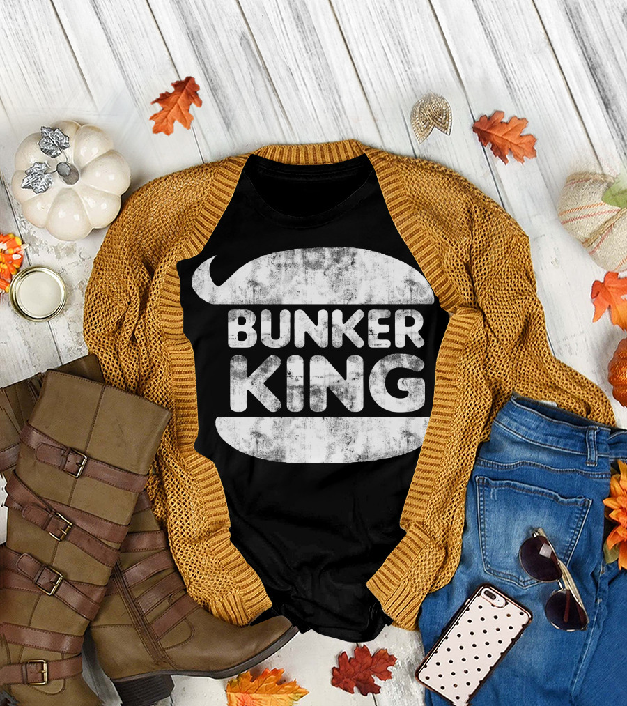 Bunker King White Funny Parody Burger T-Shirt