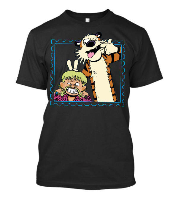 Exotic Joe And Tiger Comic Style Mischief And Fun T-Shirt