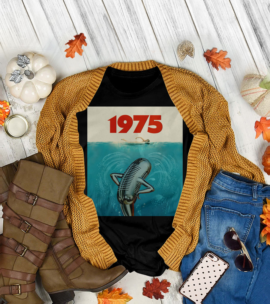 1975 Jawsville Parody Swim Microphone Ocean T-Shirt