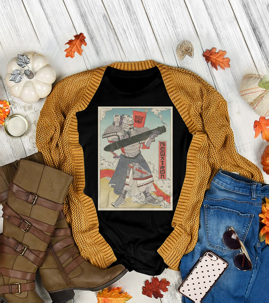 Megatron Samurai Ukiyo-e Decepticon Flag Japan Style Vintage Print T-Shirt
