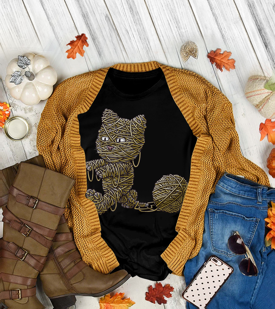 Cat Wrapped in Yarn Mummification T-Shirt