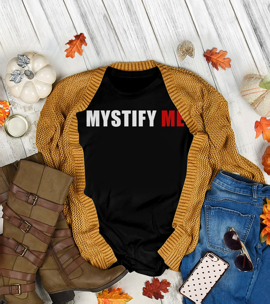 MYSTIFY ME White Text Bold Red Contrast T-Shirt