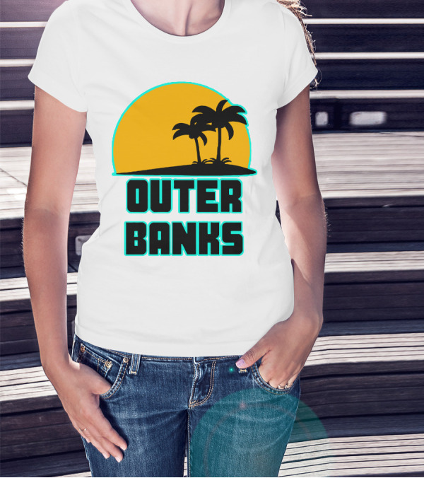 Outer Banks Sunset With Palm Trees T-Shirt