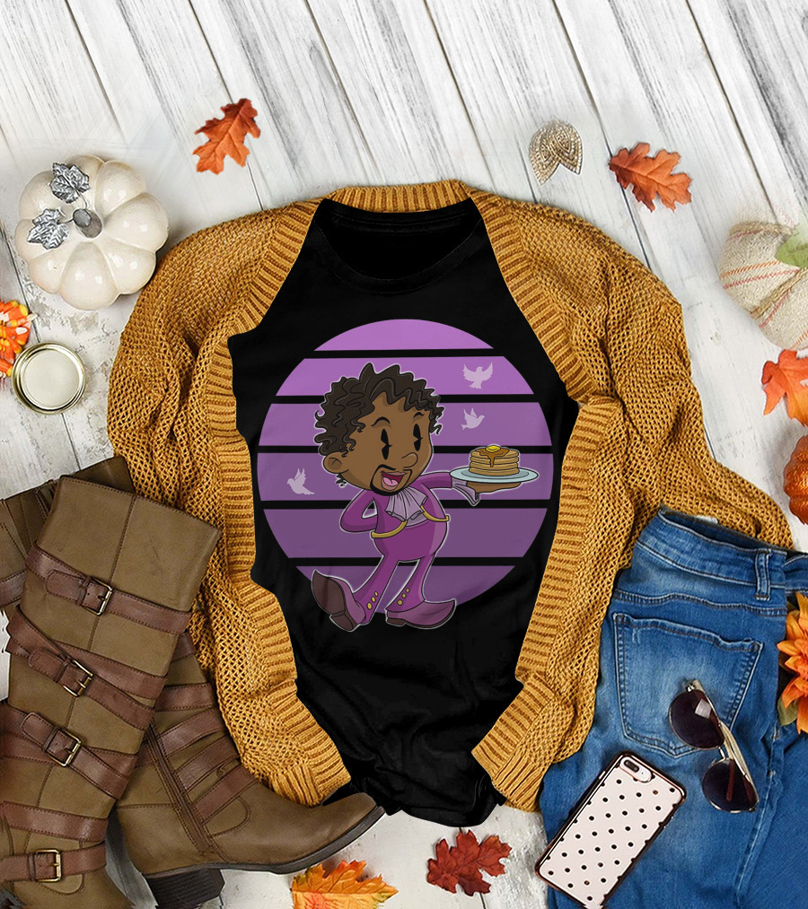 Purple Prince with Pancakes and Dove Stripes T-Shirt