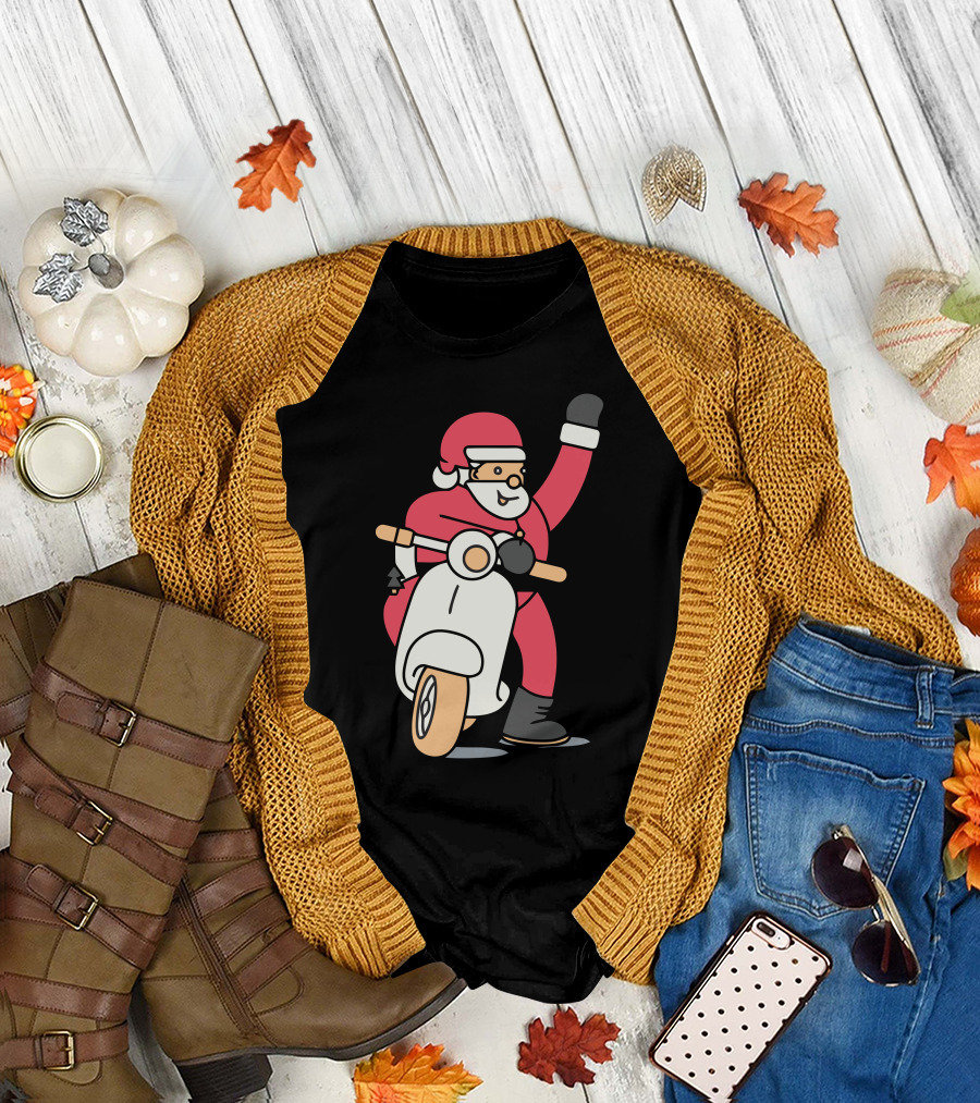 Santa Riding a Scooter T-Shirt