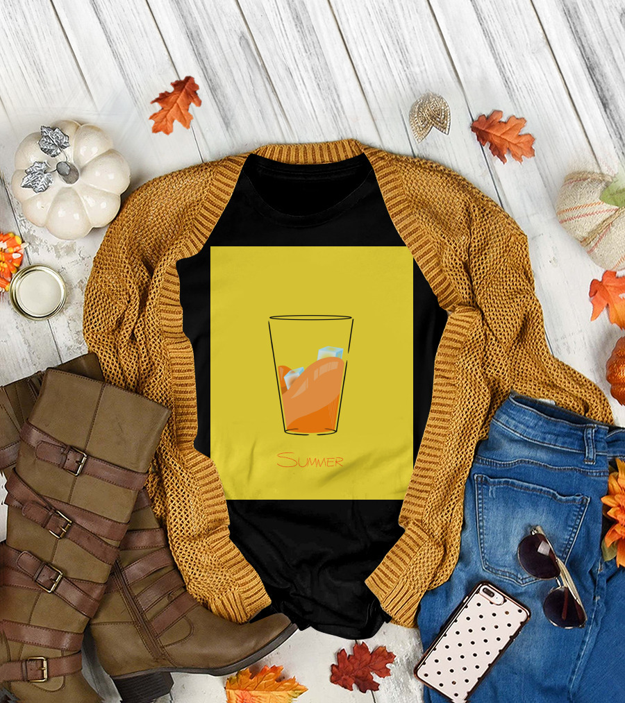 Summer Refreshing Orange Juice in Glass with Ice Cubes T-Shirt