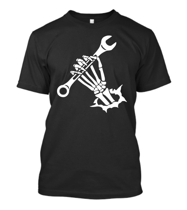 Wrench Skull Skeleton Hand Mechanic Humor T-Shirt
