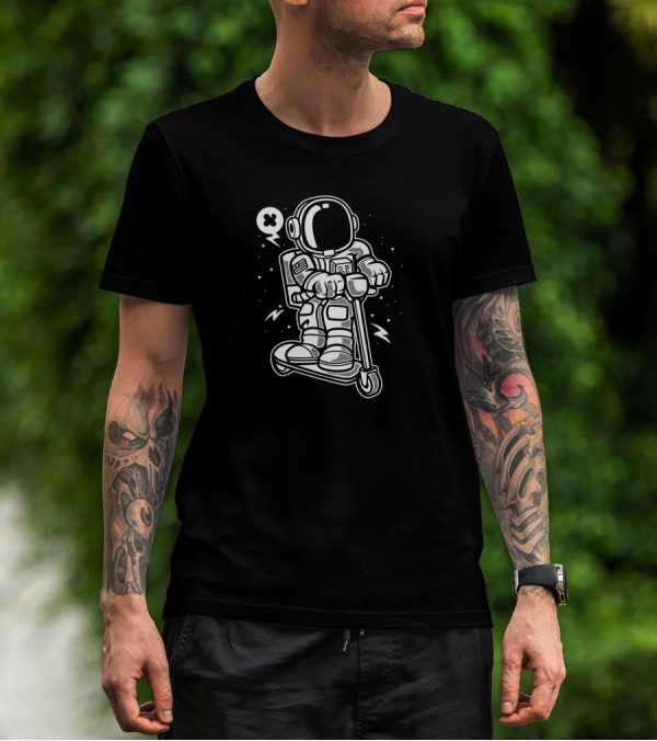 Astronaut Scooter Adventure In Space T-Shirt