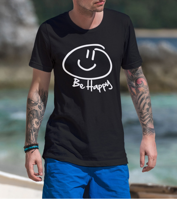 Be Happy Smiley Face Drawing T-Shirt