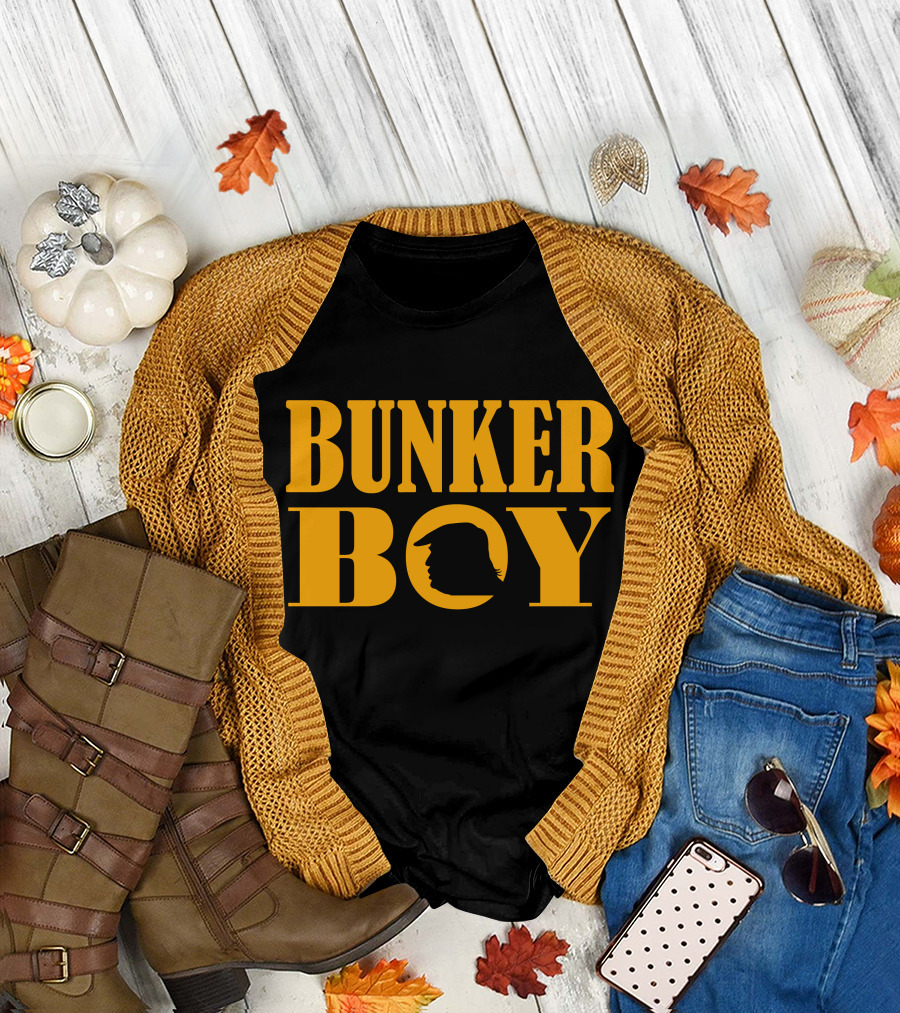 Bunker Boy Silhouette with Hat Icon in T-Shirt