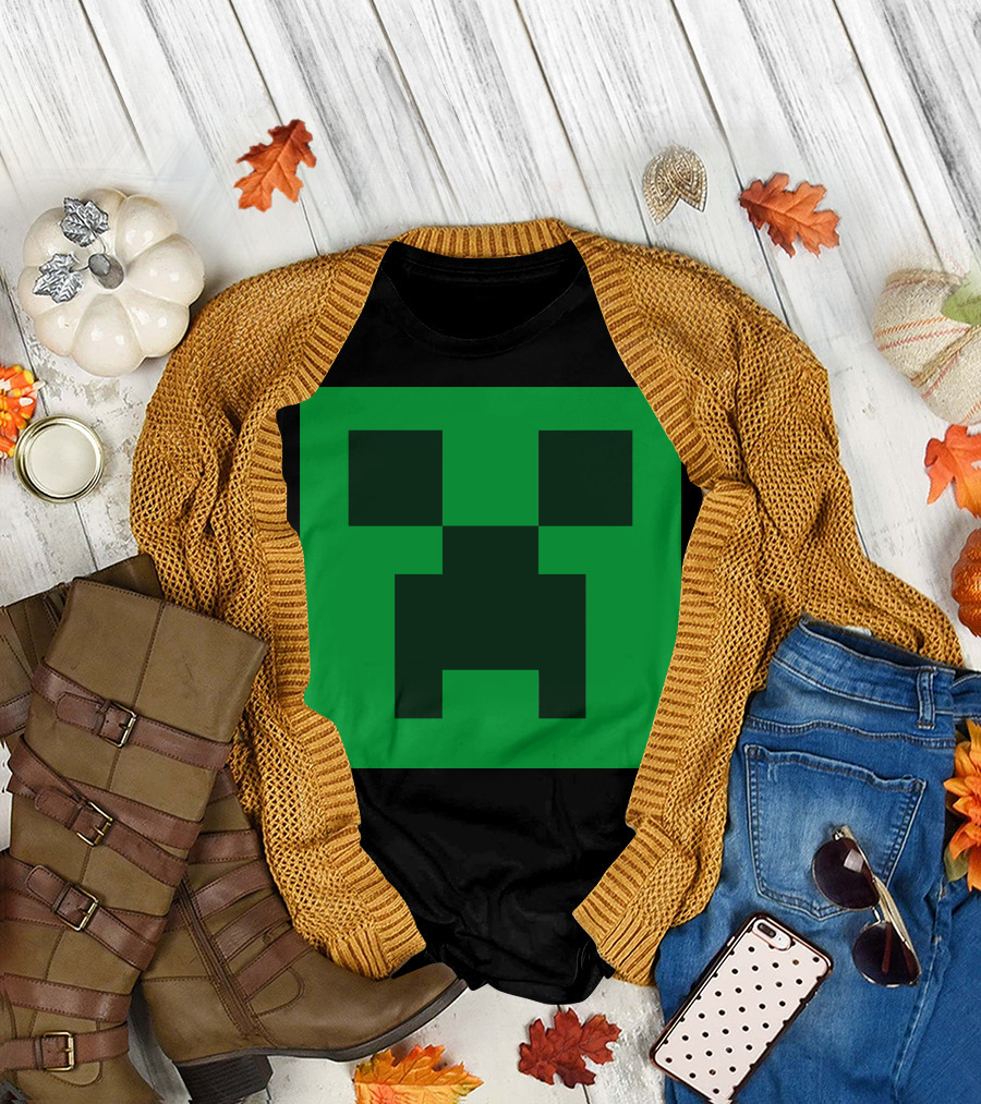 Minecraft Creeper Face Green Block T-Shirt