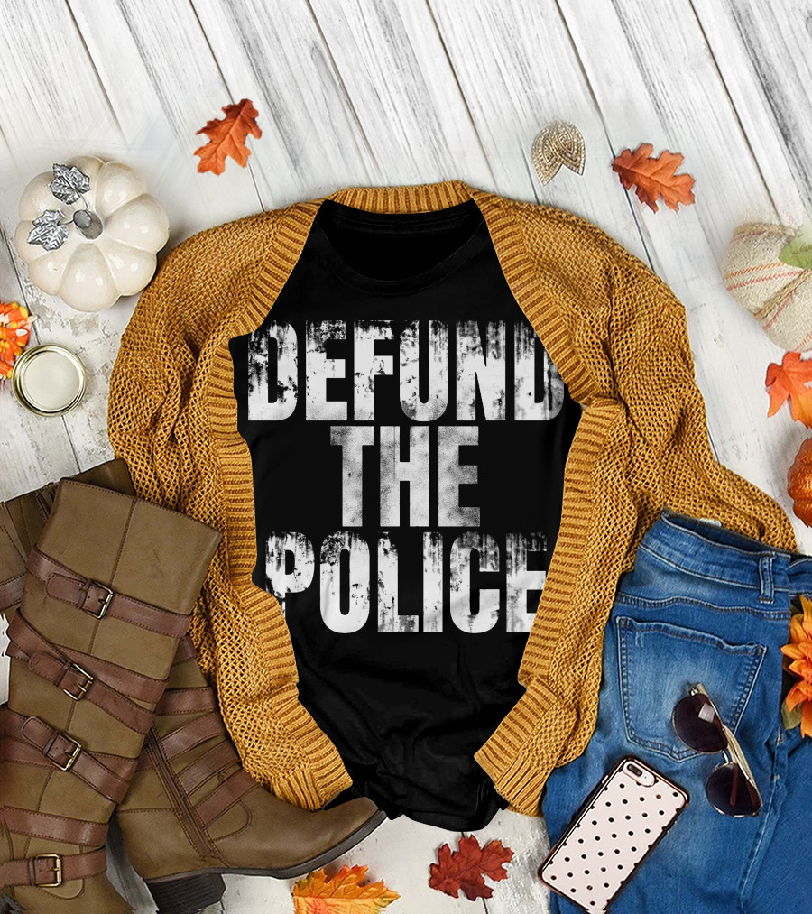 Defund The Police Distressed Vintage Look Text T-Shirt