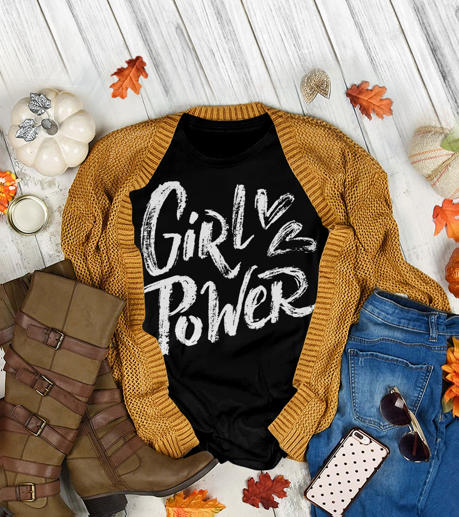 Girl Power Grunge Brush Hearts T-Shirt