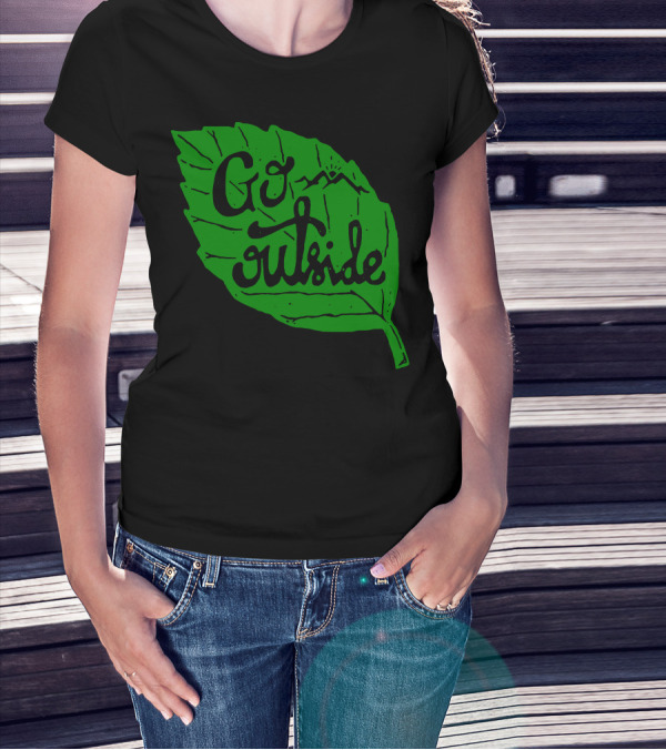 Go Outside Leaf With Mountains And Sunrise T-Shirt