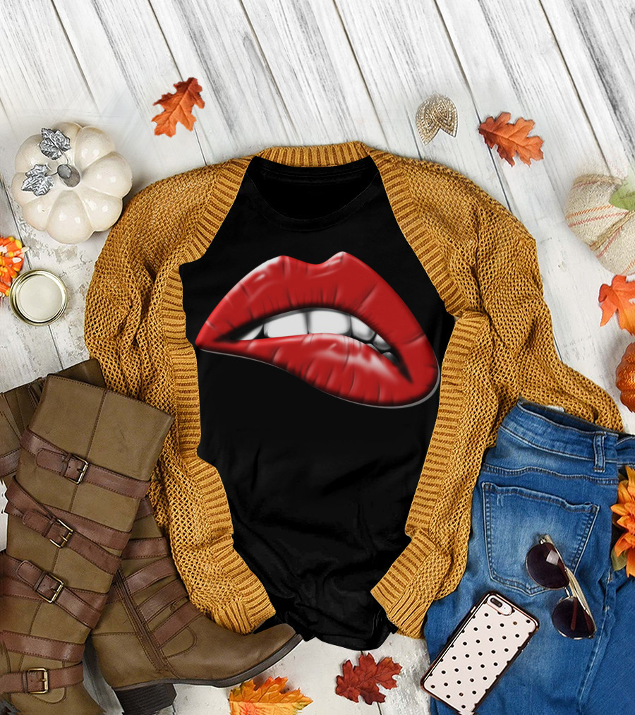 Luscious Red Lips Bite T-Shirt