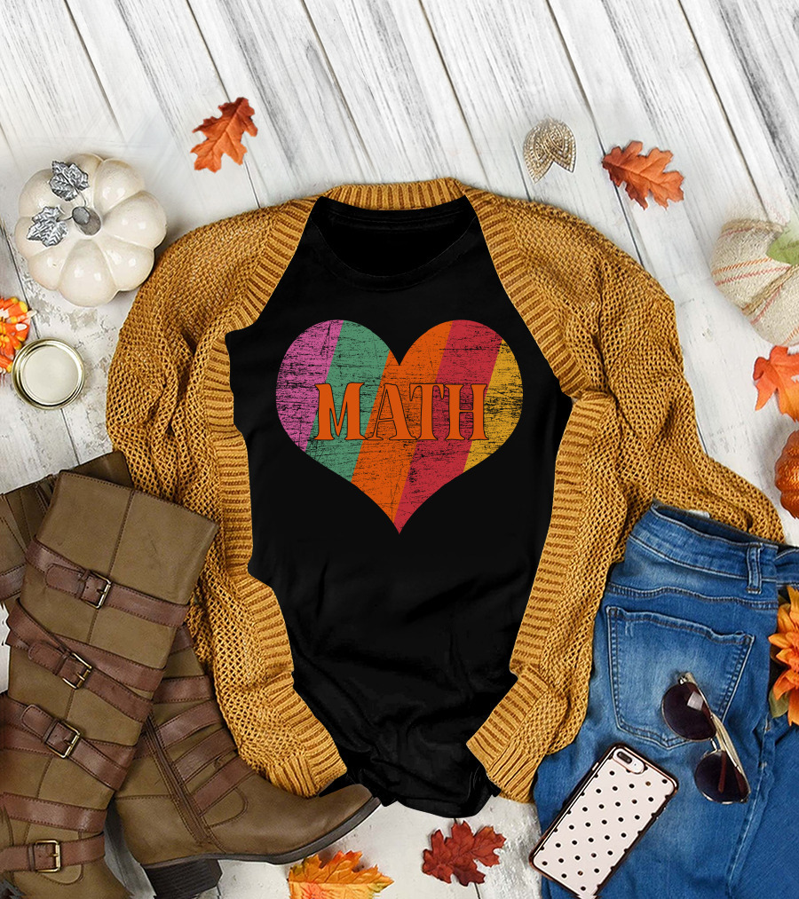 Math Heart Rainbow Stripes T-Shirt
