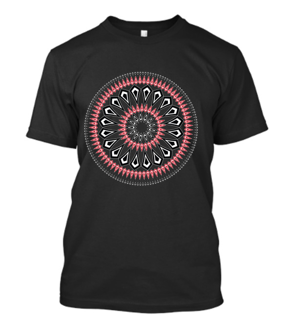 Pattern Red And White Geometric Mandala T-Shirt
