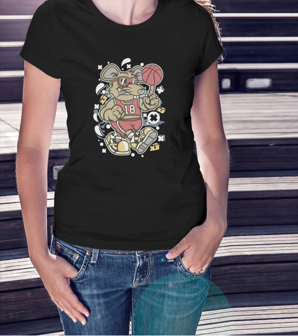 Rat Basketball Player 18 Cheeseball Star In Sunglasses T-Shirt
