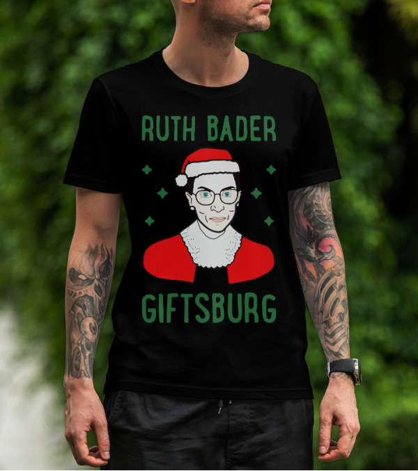 Ruth Bader Giftsburg Santa Hat Christmas T-Shirt