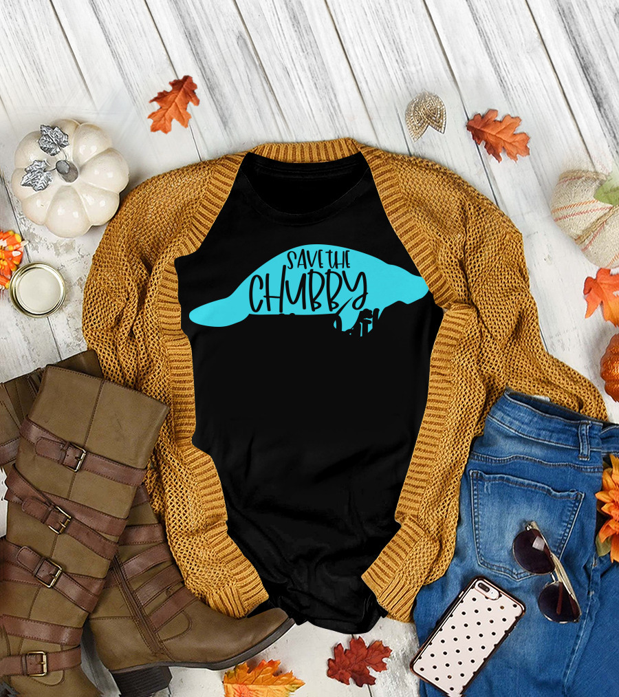 Save The Chubby Mermaid Manatee Conservation Humorous T-Shirt