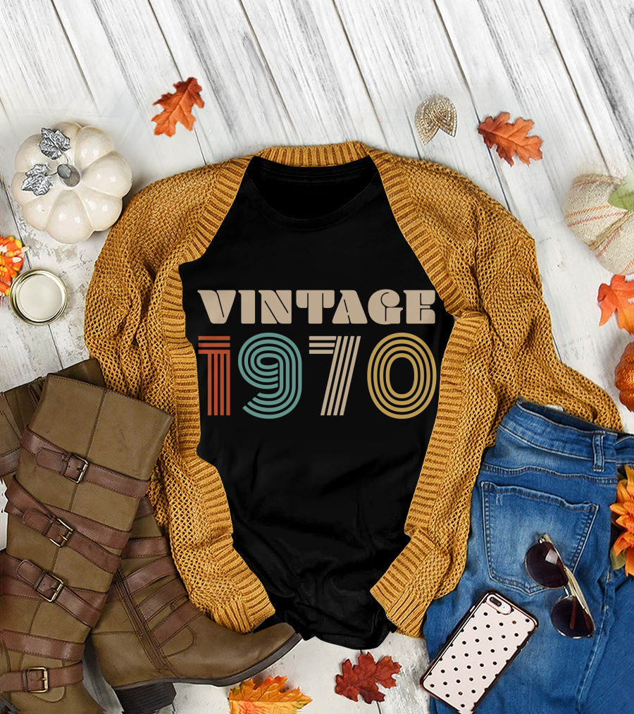 Vintage 1970 Retro Style Block Numbers T-Shirt