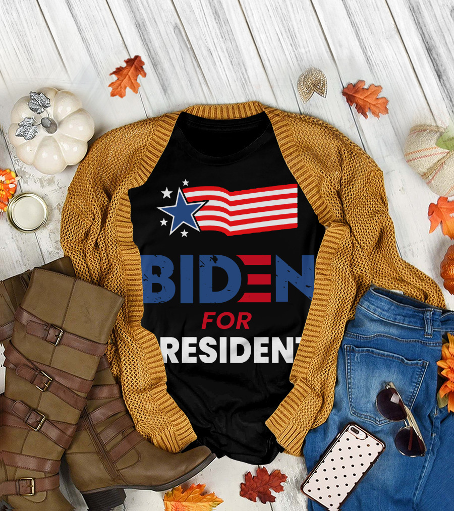 Biden For President American Flag Star T-Shirt