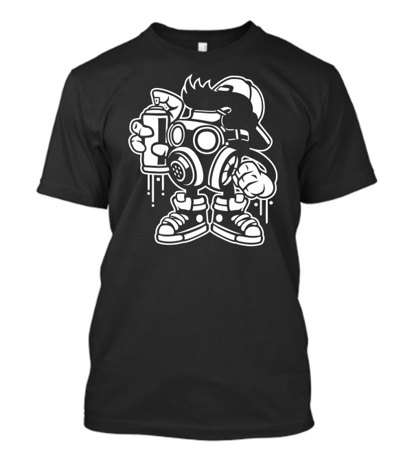 Street Art Spray Paint Character With Gas Mask And Sneakers T-Shirt