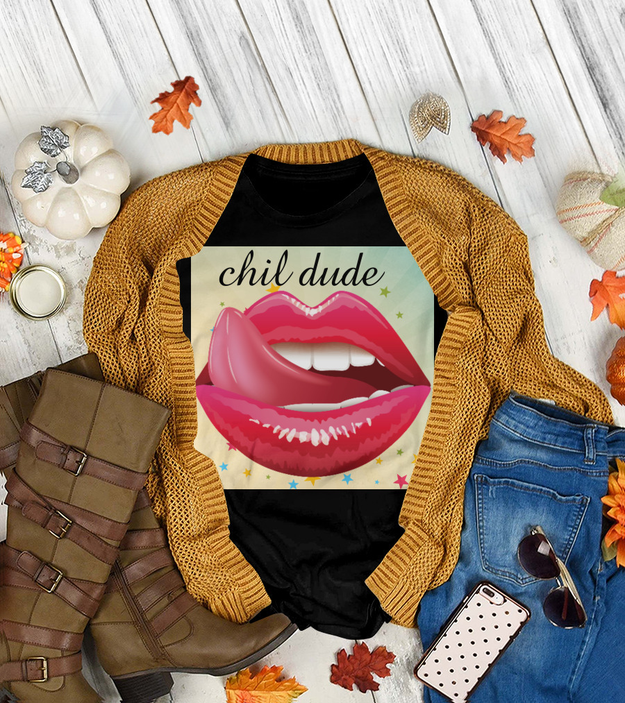 Chil Dude Lip Art Face Mask T-Shirt