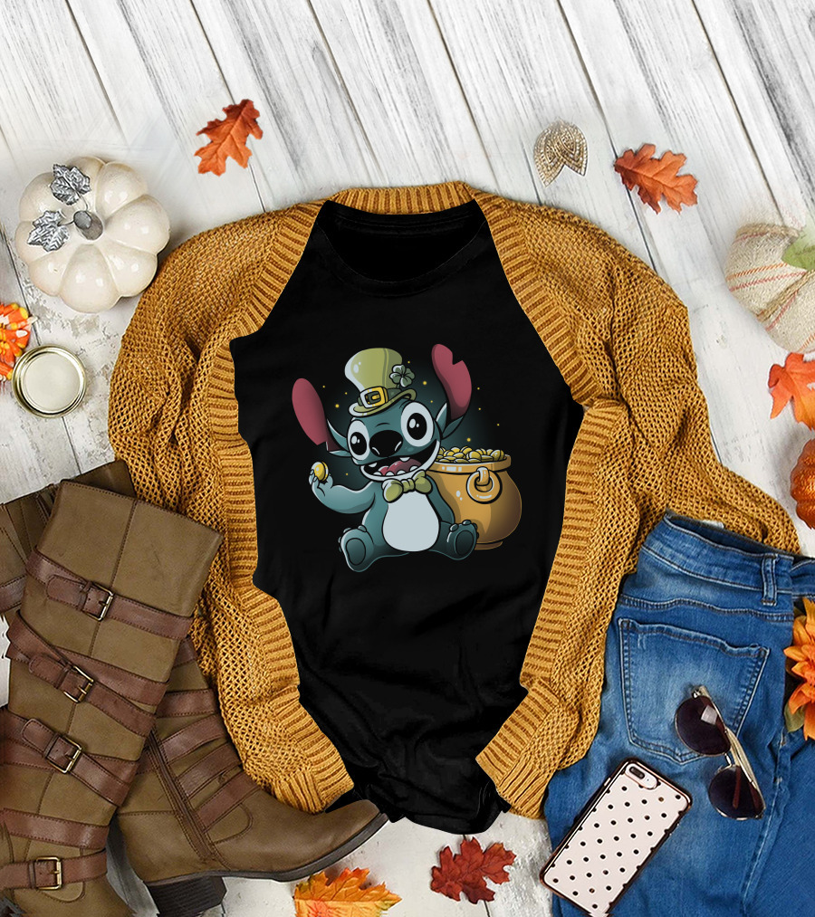 Leprechaun Alien with Pot of Gold T-Shirt