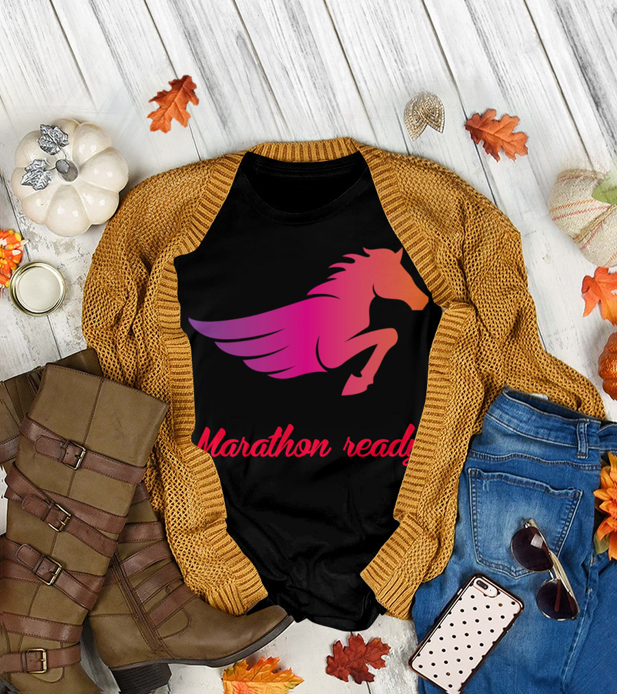 Marathon Ready Pegasus Winged Horse T-Shirt